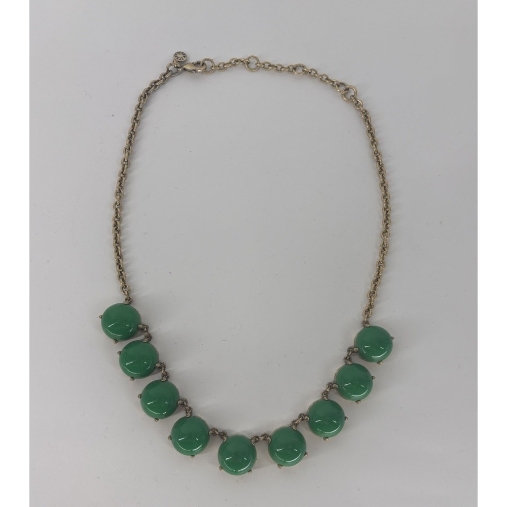 J. Crew Green Bauble Gold Statement Bib Necklace